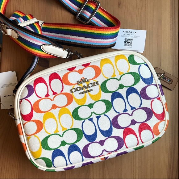 🌈 Coach Jamie Camera Bag In Rainbow Signature Canvas *Special Edition* - Picture 1 of 14